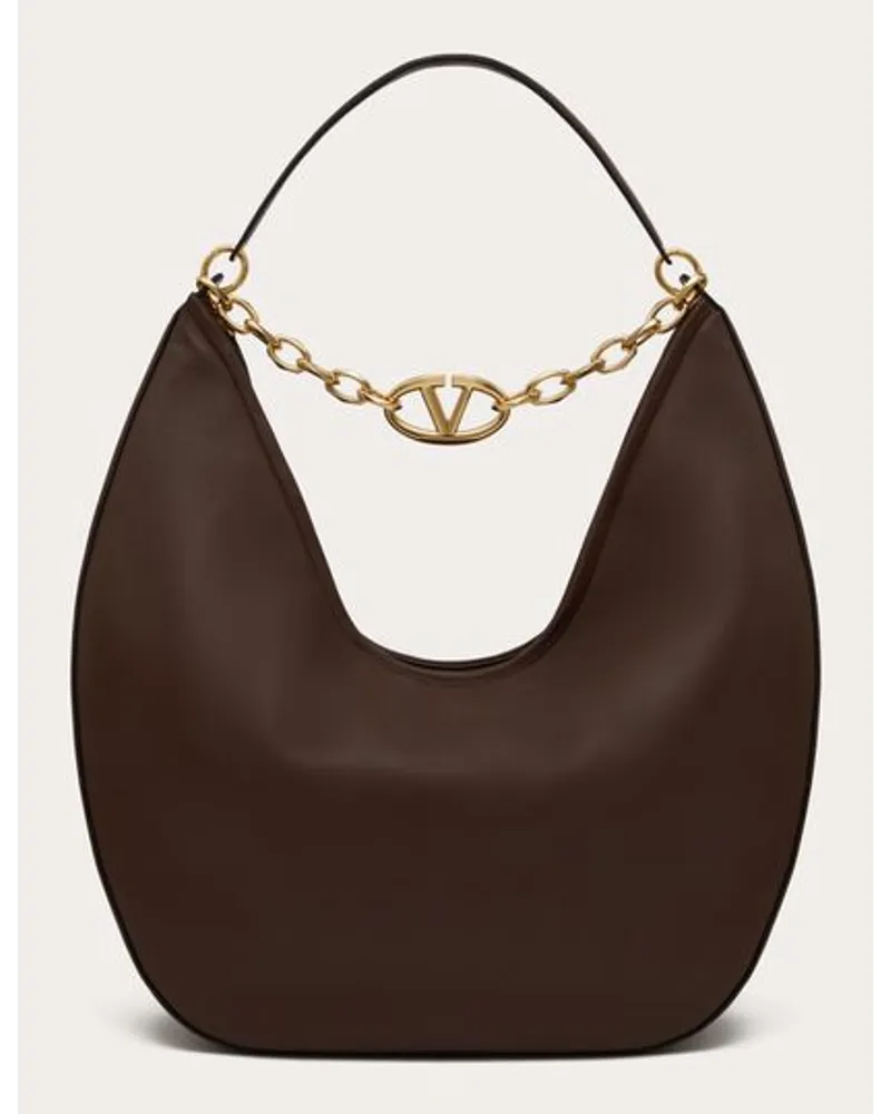 Valentino Garavani MAXI HOBO VLOGO MOON BAG IN NAPPA CON CATENA Donna CACAO Cacao