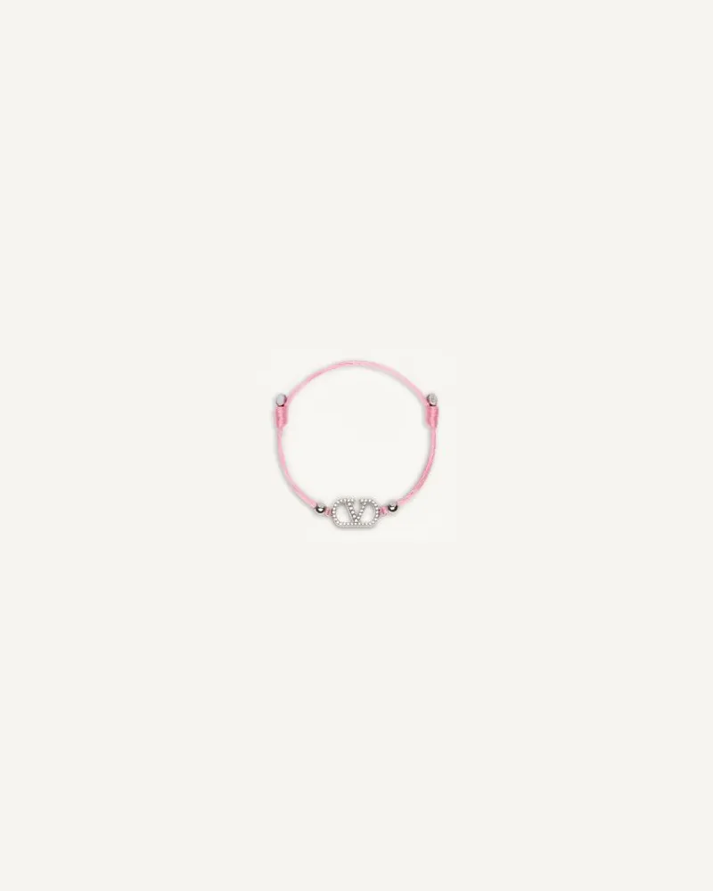 Valentino Garavani Bracciale Vlogo Signature Valentino Garavani In Cotone Donna ROSA/CRYSTAL UNI 