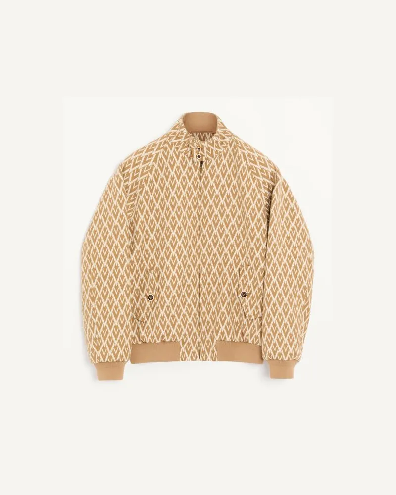 Valentino Garavani Giacca bomber Valentino in lana con motivo Toute La V all over Uomo BEIGE/CREMA Beige