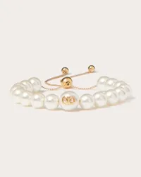 Valentino Garavani BRACCIALE VLOGO SIGNATURE IN METALLO E PERLE IN RESINA Donna ORO Oro