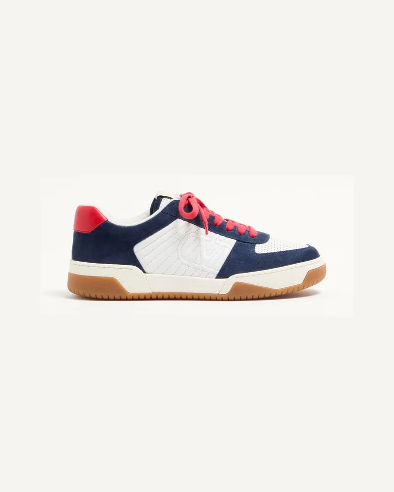 Valentino Garavani Sneaker Sparry In Crosta E Nappa Uomo BLUETTE/BIANCO/CORALLO Bluette