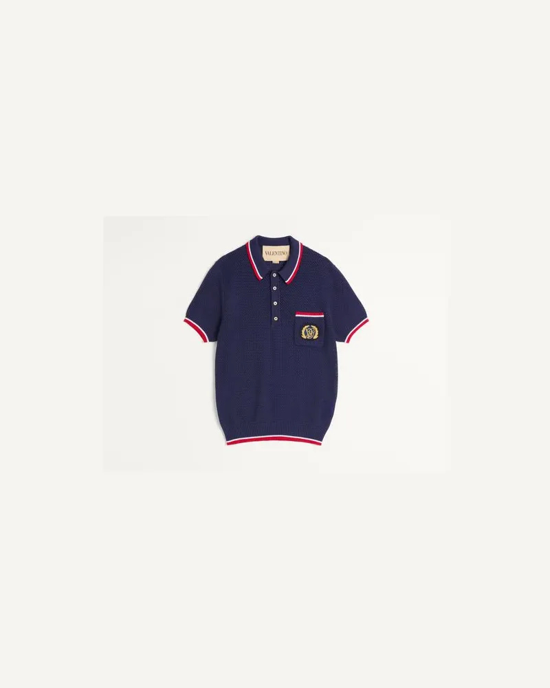 Valentino Garavani Polo In Cotone Con Patch Vg Uomo BLU XL 