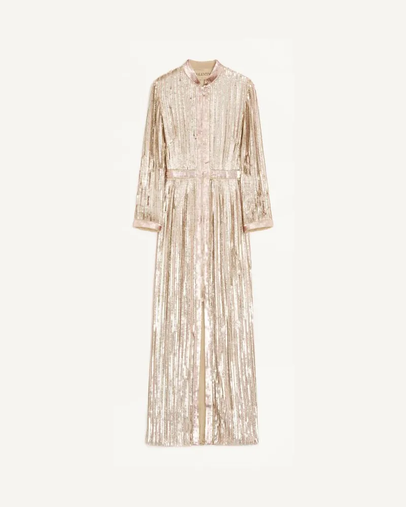 Valentino Garavani Abito In Chiffon Ricamato Donna SILVER/ROSA Silver