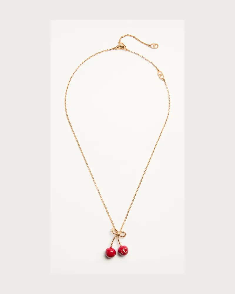Valentino Garavani Collana Cherryfic In Metallo E Smalto Donna ANTIQUE BRASS/ROSSO Antique