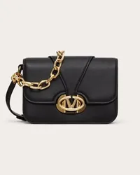 Valentino Garavani BORSA PICCOLA A SPALLA VLOGO O'CLOCK IN NAPPA CON CATENA Donna NERO Nero