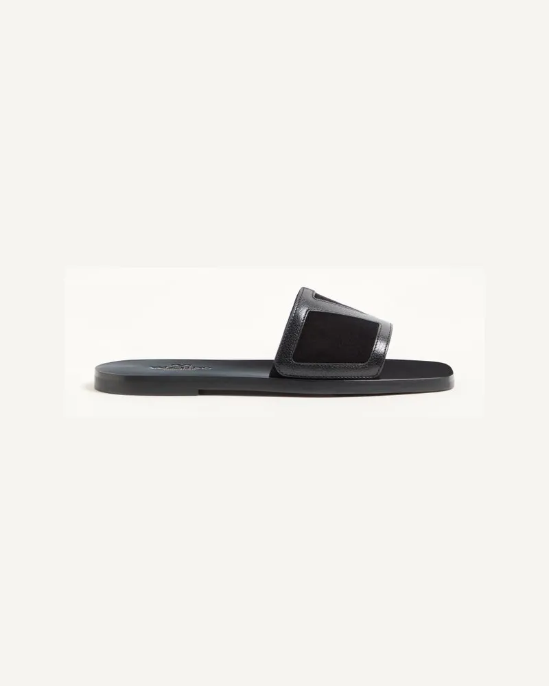 Valentino Garavani Sandalo Slide Viva Superstar In Nappa e Crosta Uomo NERO Nero