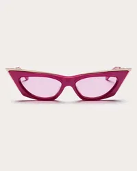 Valentino Garavani V - GOLDCUT I   OCCHIALE IN ROBUSTO ACETATO SCOLPITO CON INSERTI IN TITANIO Donna ROSA/GRIGIO SCURO Rosa