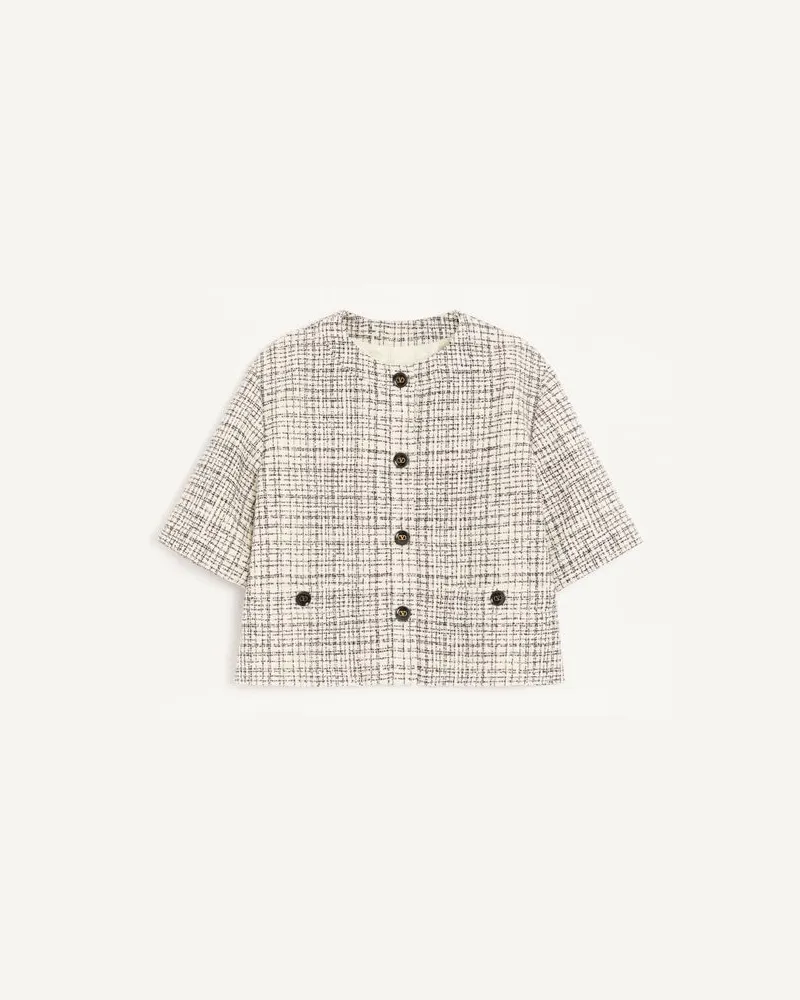 Valentino Garavani Giacca In Square Tweed Donna VANIGLIA/NERO Vaniglia