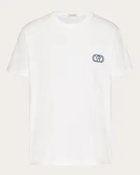 Valentino Garavani T-SHIRT IN COTONE CON PATCH VLOGO SIGNATURE Uomo BIANCO Bianco