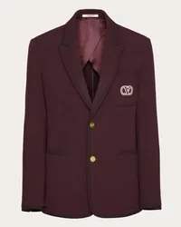 Valentino Garavani GIACCA MONOPETTO IN LANA STRETCH CON PATCH VLOGO SIGNATURE Uomo BORDEAUX Bordeaux