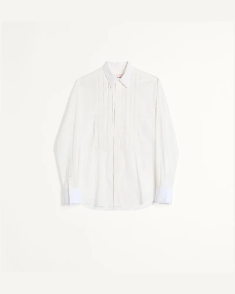 Valentino Garavani Camicia In Mussola Di Cotone Con Plastron E Dettagli In Pizzo Uomo NATURALE Naturale
