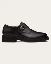 Valentino Garavani SINGLE MONK STRAP VLOGO LOCKER IN VITELLO Uomo NERO Nero