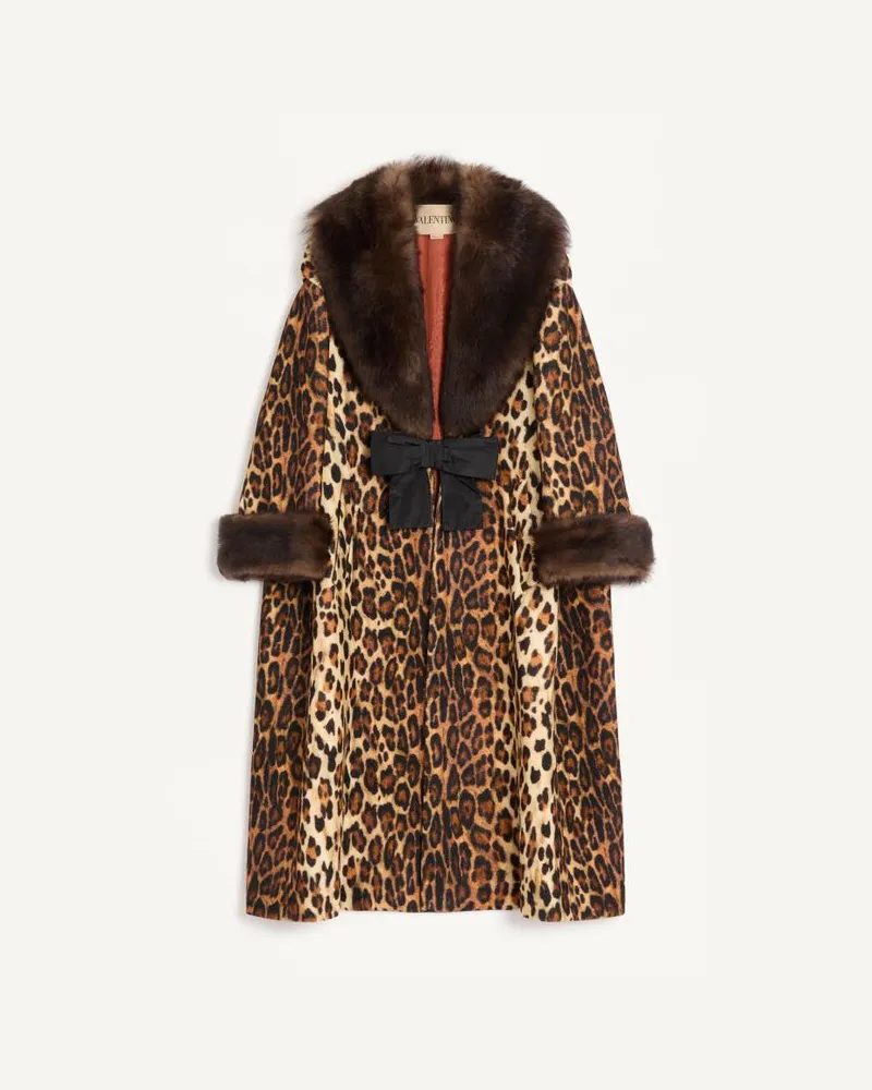 Valentino Garavani Cappotto In Panno Fauve Eclat Maculato Donna ANIMALIER Animalier