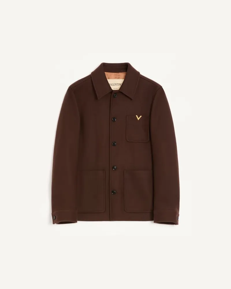 Valentino Garavani Giacca Valentino In Lana Con Vgold Uomo MARRONE Marrone