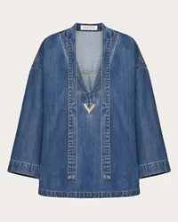 Valentino Garavani KAFTANO IN DENIM BLU MEDIO Donna DENIM Denim