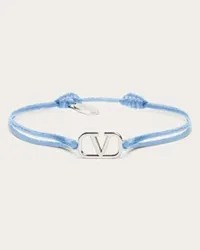 Valentino Garavani BRACCIALE VLOGO SIGNATURE IN COTONE Uomo AZZURRO Azzurro