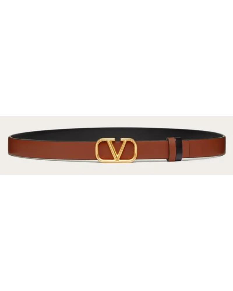 Valentino Garavani Cintura Reversibile Vlogo Signature In Vitello Lucido 20 Mm Donna SELLERIA/NERO Selleria