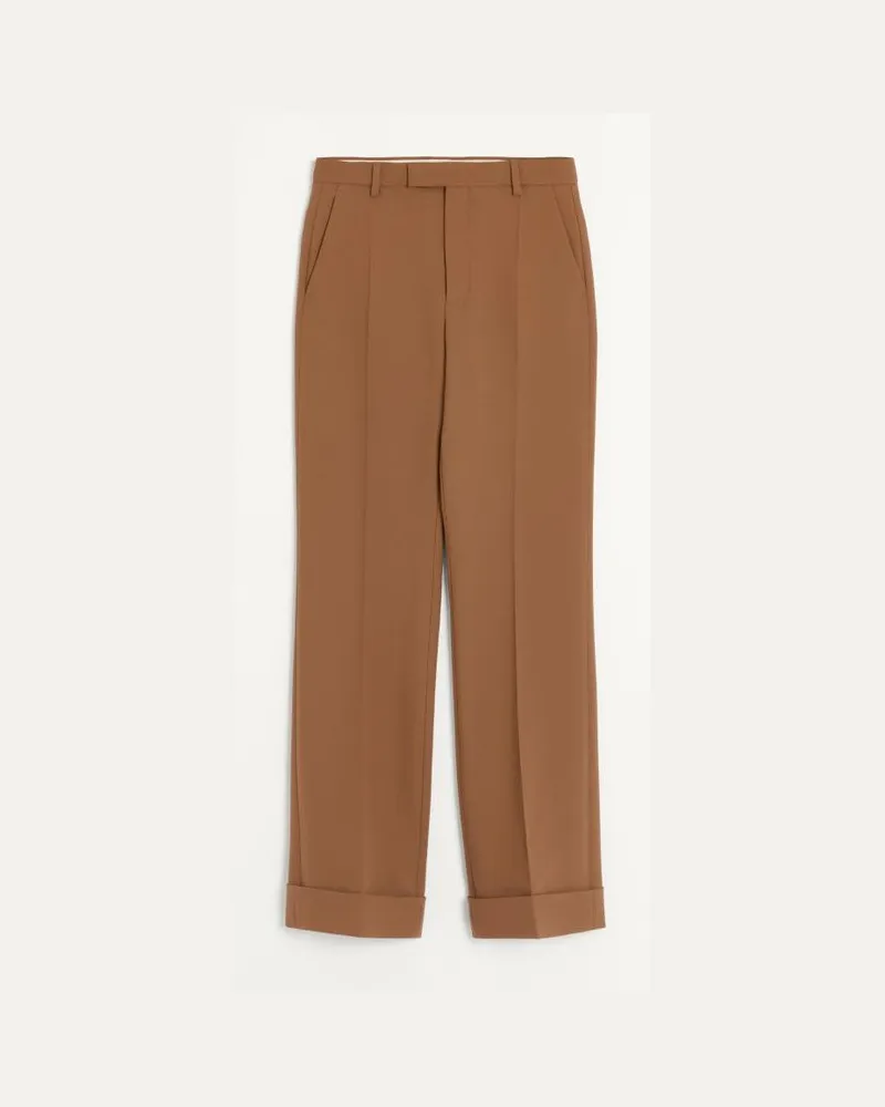 Valentino Garavani Pantalone In Gabardina Di Nylon Con Risvolto Uomo NUT Nut