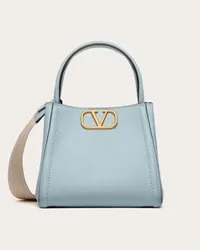 Valentino Garavani BORSA A MANO PICCOLA GARAVANI ALLTIME IN VITELLO GRANATO Donna BLU PORCELLANA Blu