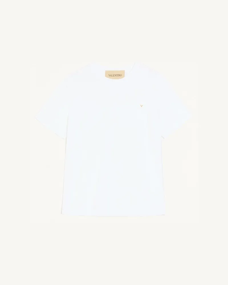 Valentino Garavani T-Shirt Valentino in cotone con VGold Uomo BIANCO Bianco