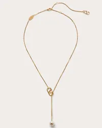 Valentino Garavani COLLANA VLOGO SIGNATURE IN METALLO E PERLE SWAROVSKI® Donna ORO Oro