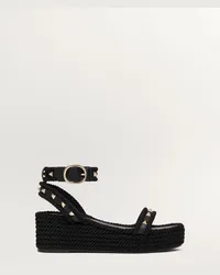 Valentino Garavani SANDALO FLATFORM ROCKSTUD IN VITELLO 45MM Donna NERO Nero