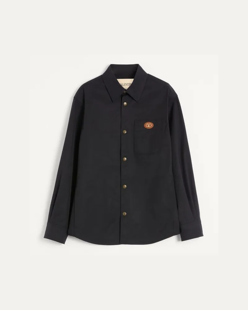 Valentino Garavani Giacca Camicia In Nylon Con Patch VLogo Uomo NAVY Navy