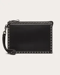 Valentino Garavani POUCH ROCKSTUD IN VITELLO Uomo NERO Nero