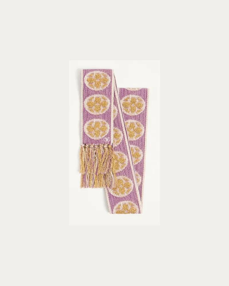 Valentino Garavani Sciarpa Antibes con Fibra Metallizzata Donna VIOLA/ORO Viola