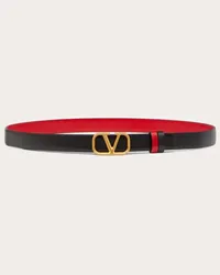 Valentino Garavani CINTURA REVERSIBILE VLOGO SIGNATURE IN VITELLO LUCIDO 20 MM Donna NERO/ROUGE PUR Nero