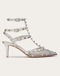 Valentino Garavani DÉCOLLETÉ ROCKSTUD IN RETE CON CRISTALLI E CINTURINI 65MM Donna PASTEL GREY/SILVER Pastel