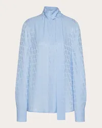 Valentino Garavani CAMICIA IN SILK JACQUARD TOILE ICONOGRAPHE Donna IRIS LILIAC Iris