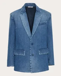 Valentino Garavani GIACCA MONOPETTO IN DENIM ACCOPPIATA CON SCUBA Uomo DENIM Denim