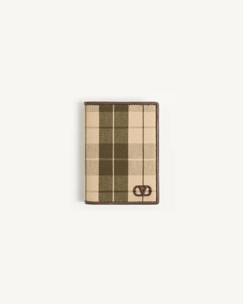 Valentino Garavani Portacarte VLogo Signature in tessuto check Uomo VERDE/BEIGE Verde