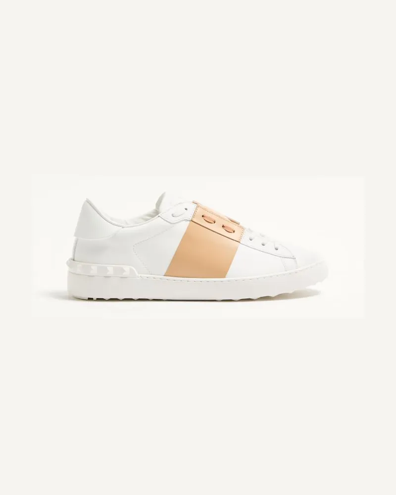 Valentino Garavani Sneaker Open In Vitello Uomo BIANCO/BEIGE Bianco