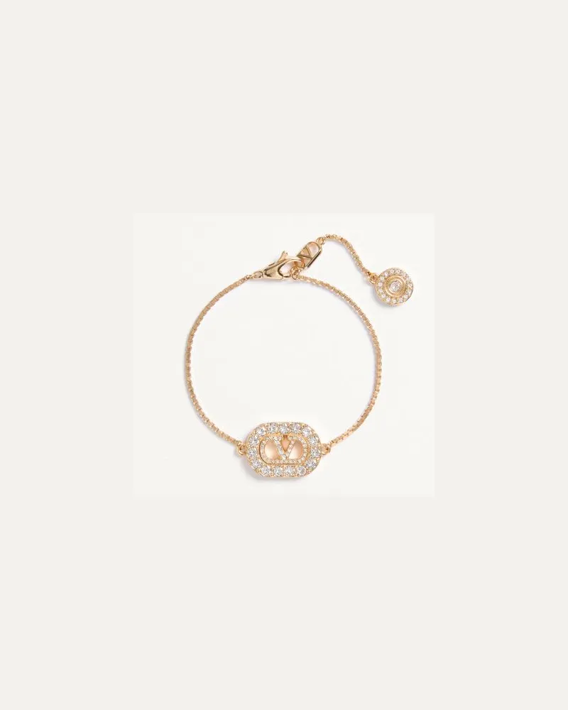 Valentino Garavani Bracciale VLogo Signature in Metallo e Cristalli Swarovski Donna ORO/CRYSTAL Oro