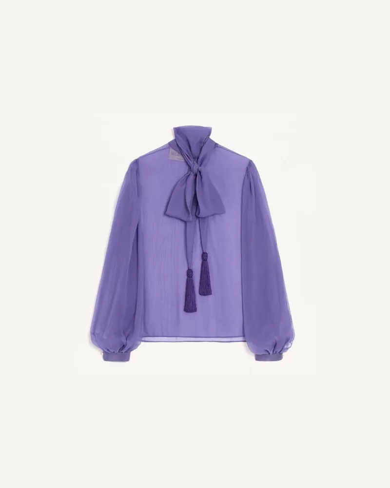 Valentino Garavani Top In Chiffon Creponne Donna LILLA Lilla