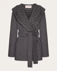 Valentino Garavani CAPPOTTO IN DOUBLE COAT TOILE ICONOGRAPHE Donna GRIGIO/GRIGIO SCURO Grigio