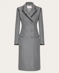 Valentino Garavani CAPPOTTO IN LANA RICAMATO Donna GRIGIO/SILVER Grigio