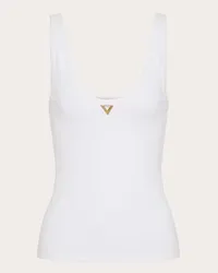 Valentino Garavani TOP IN RIBBED COTTON Donna BIANCO Bianco