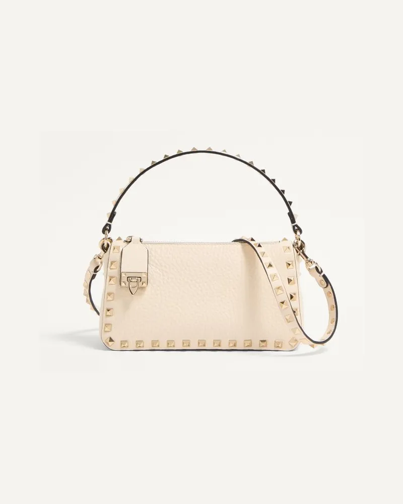 Valentino Garavani Borsa Piccola A Tracolla Rockstud In Vitello Granato Donna LIGHT IVORY Light