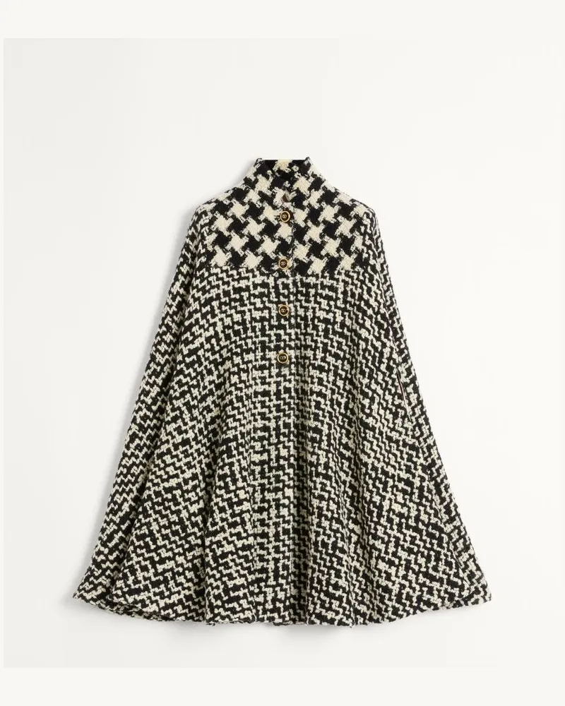 Valentino Garavani Cappa In Geometric Tweed Donna AVORIO/NERO Avorio