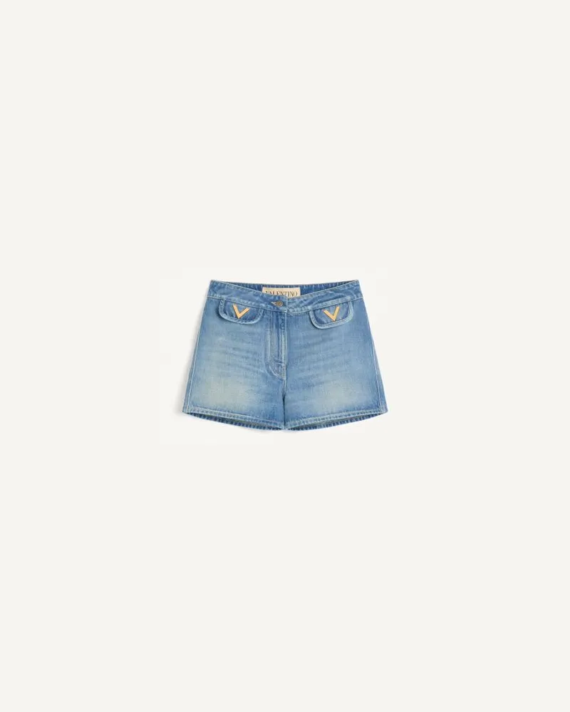 Valentino Garavani Shorts In Denim Donna BLU Blu