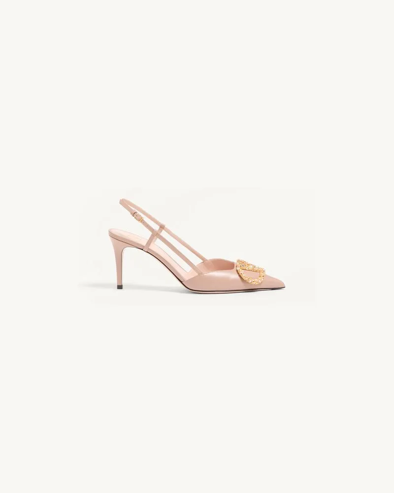 Valentino Garavani Décolleté Slingback Vlogo Signature In Vitello Con Logo Gioiello 80Mm Donna ROSE CANNELLE Rose
