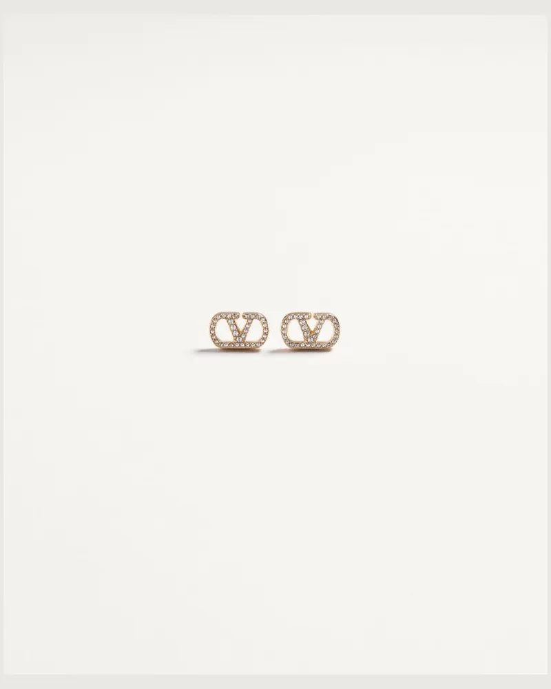 Valentino Garavani Orecchini Vlogo Signature In Metallo E Cristalli Swarovski Donna ORO/CRYSTAL Oro