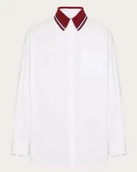 Valentino Garavani CAMICIA MANICA LUNGA IN POPELINE DI COTONE CON RICAMO VALENTINO Uomo BIANCO Bianco