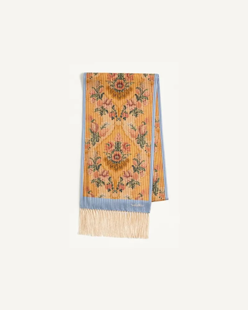 Valentino Garavani Sciarpa Après L'Hiver in Seta Stampata E Lurex Con Frange. Donna MULTICOLOR Multicolor