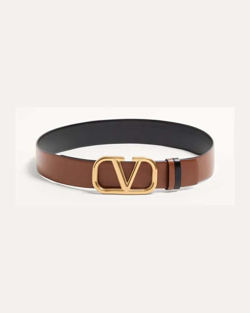 Valentino Garavani Cintura Reversibile VLogo Signature In Vitello Lucido 40 Mm Donna SELLERIA/NERO Selleria