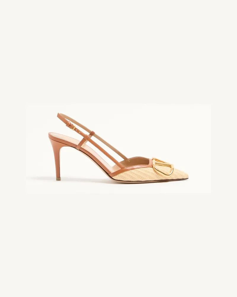 Valentino Garavani Décolleté Slingback VLogo Signature In Rafia 80mm Donna BEIGE Beige