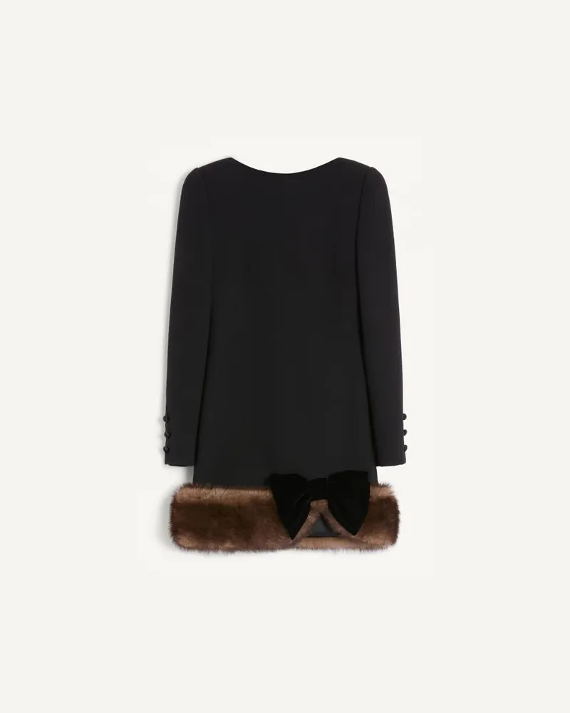 Valentino Garavani Abito Corto In Wool Crepe Donna NERO Nero